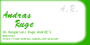 andras ruge business card